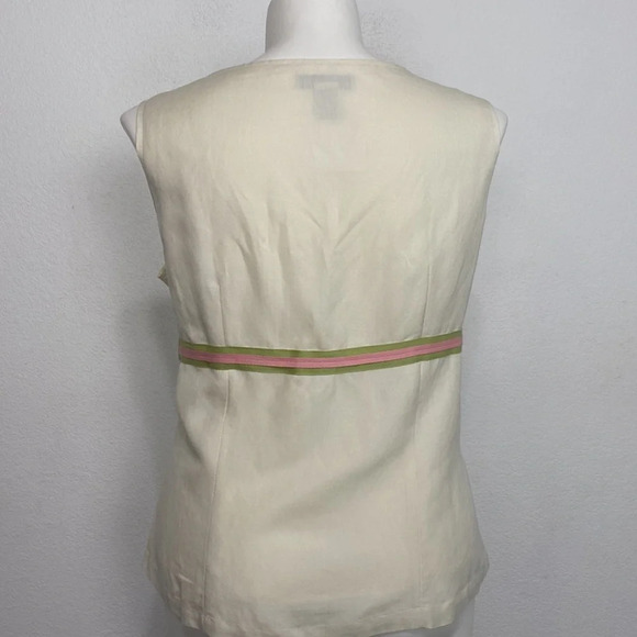Joy & Peace Cream Pink Embroidered Floral Linen Blend Sleeveless Blouse Size 20W - Picture 5 of 7